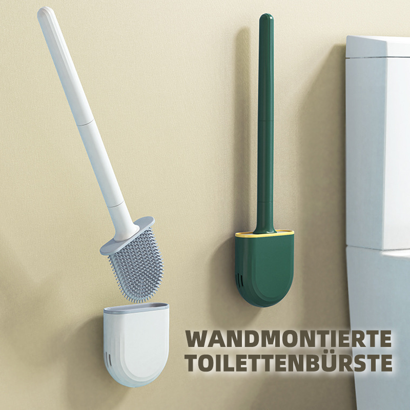 Toilet Brush with a Flexible TPR Head and Wall Mounted Holder | Non Slip Handle, Vented Stand for Quick Drying | Four Colors