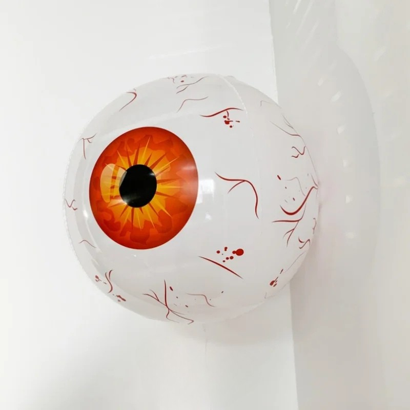 Halloween Eyeball Balloon | 22 In Foil Balloon With Ghost And Skull Details | Red, Green Or Blue, Reusable Party Decor