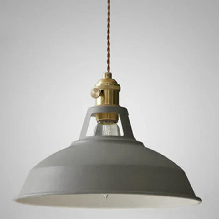 Industrial Retro Metal Pendant Light Ceiling Fixture with E27 Socket | Adjustable Textile Cord | 7 Colors
