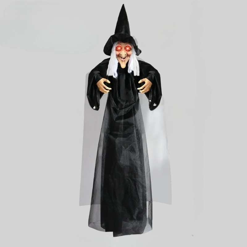 Life Size Animated Halloween Witch | 71 In With Glowing Red Eyes, Motion And Sound Sensor | Latex And Cloth, 3 Colors