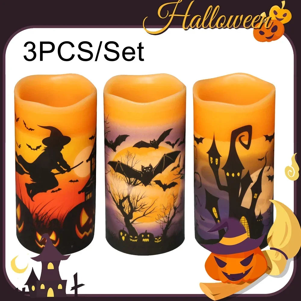 Real wax Halloween LED candle standing on a table
