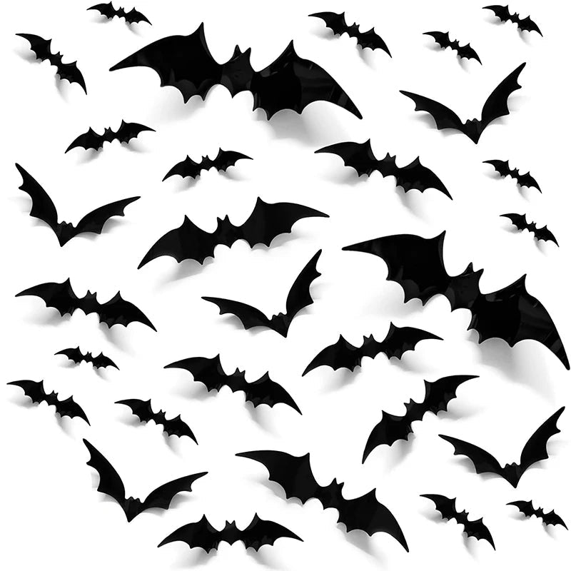 Black PVC Halloween bat cutouts in assorted sizes