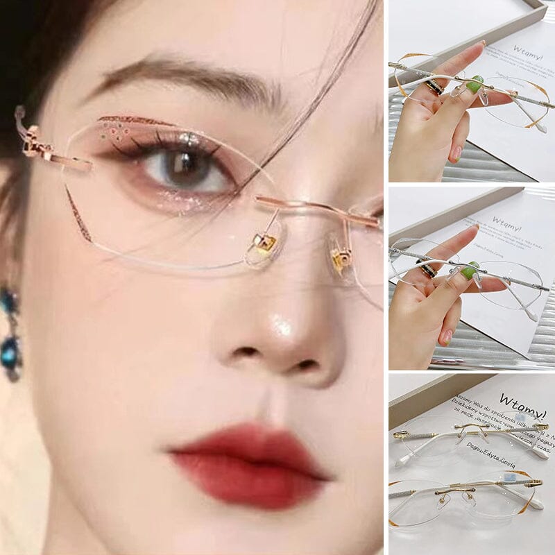 Rimless Reading Glasses with a 95% Blue Light Filter | Lightweight 18g Metal Frame in Gold or Silver