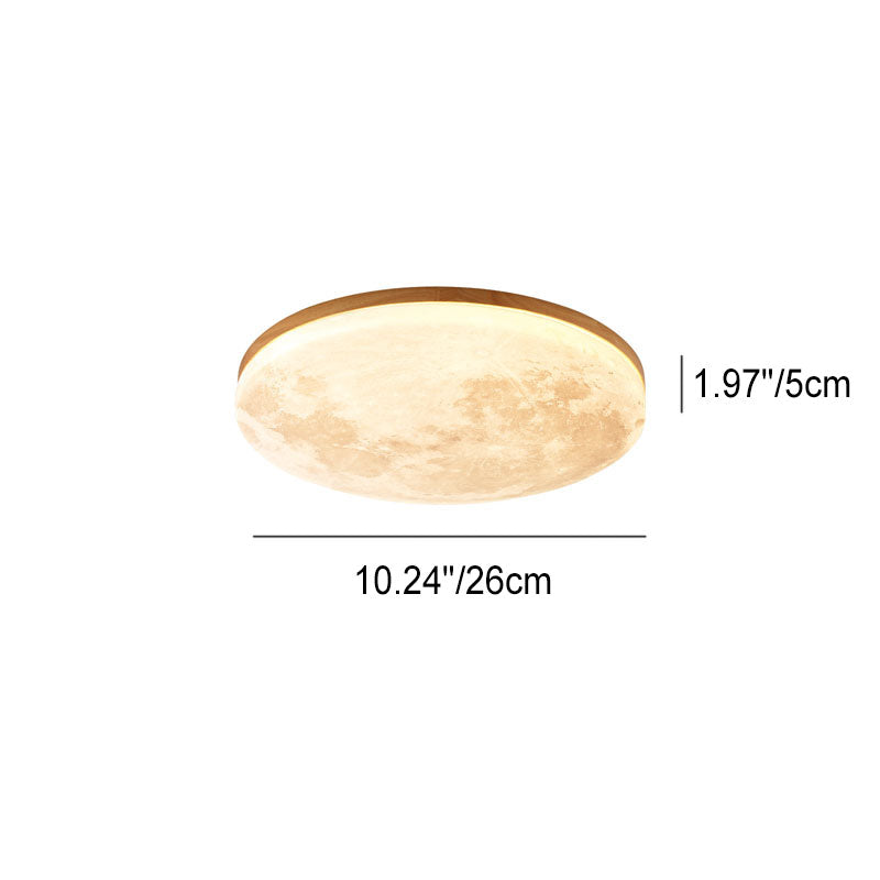 Moon Ceiling Light Flush Mount Wood Finish