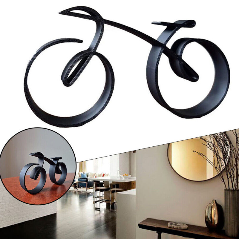 Bicycle Sculpture in Black Iron | Wire Frame Metal Art for a Desk or Shelf | 20 cm Gift for Cycling Fans
