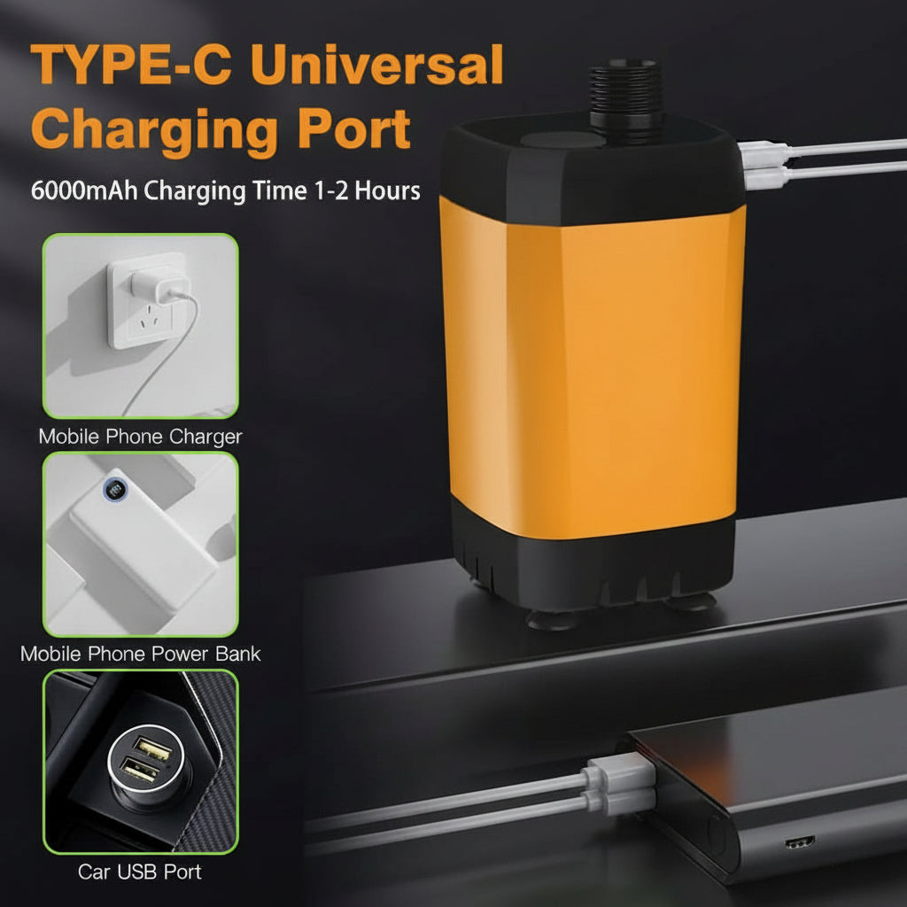 Portable Camping Shower Pump | Rechargeable 6000mAh, Pressure-Boost Head | Digital Display for Outdoor Showers