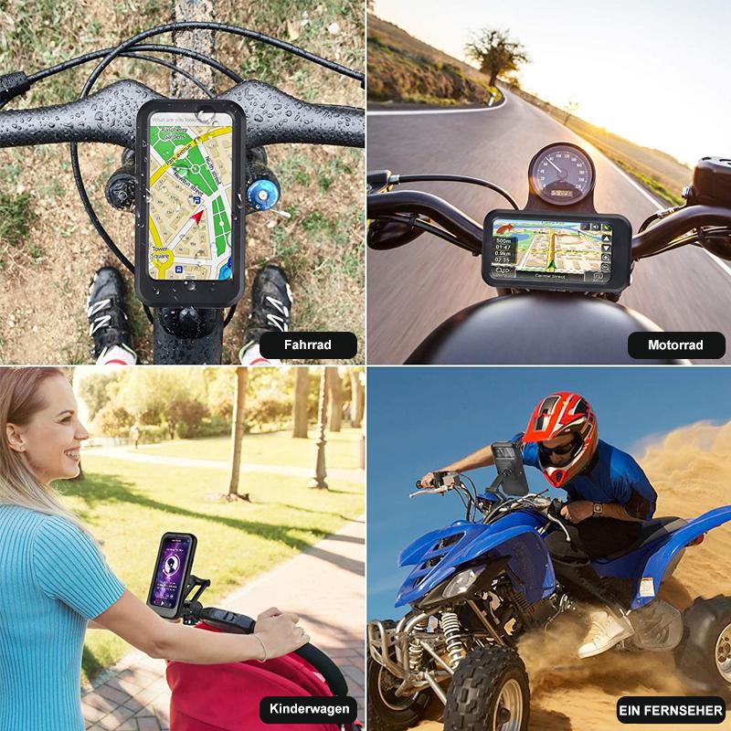 Waterproof Bike Phone Mount with Touch Through Case | Fits 4.5 to 6.8 Inch Screens on 22 to 28.5 mm Bars | Power Bank Option