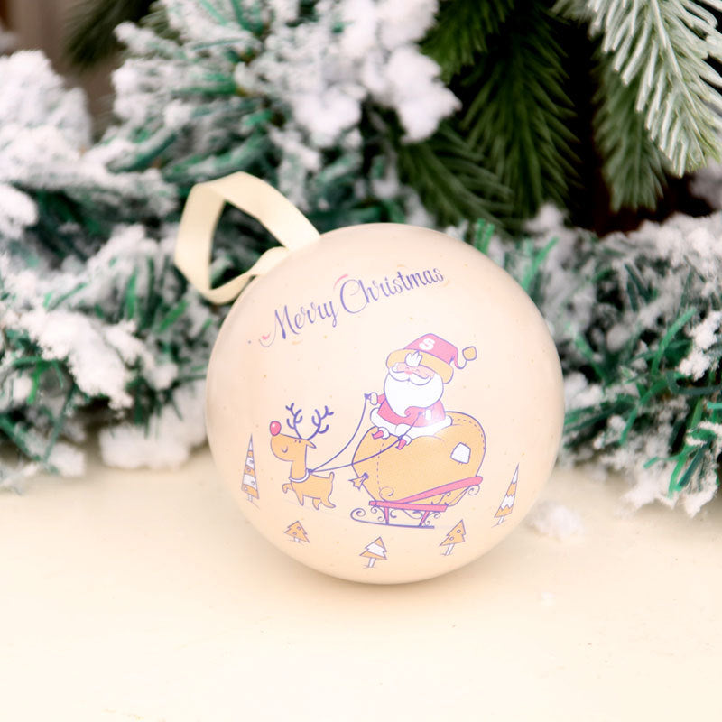 Christmas Ornaments with Santa and Reindeer Illustration | Round Ball Shape with Ribbon Hanger | Four Colorways for Tree Display
