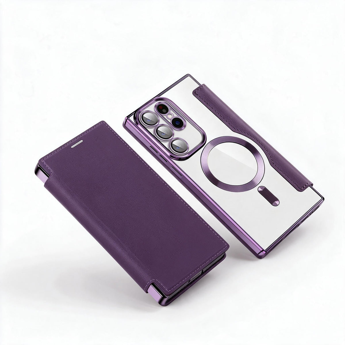 Magnetic Flip Wallet Phone Case for Samsung Galaxy | Faux Leather with RFID Card Slot and Camera Lens Guards