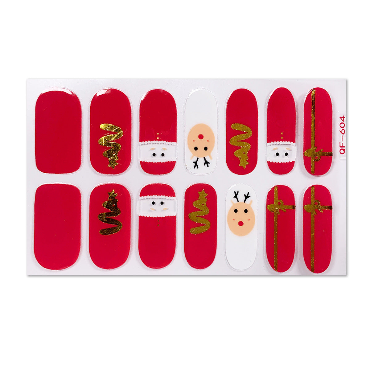 Christmas Nail Wraps and Stick On Nails Set | Gingerbread, Tree and Candy Stripe Designs | Eight Sheets To Choose From