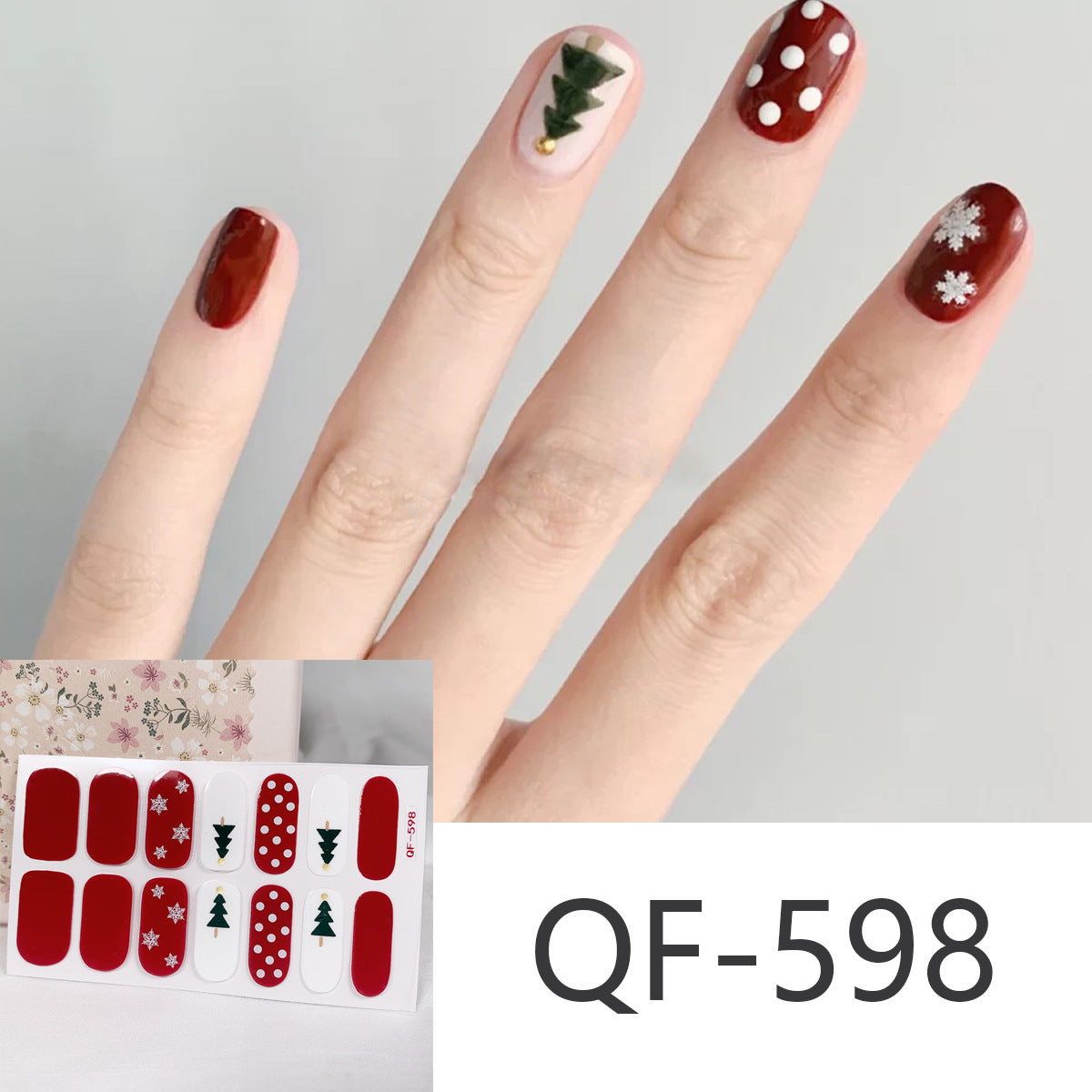Christmas Nail Wraps and Stick On Nails Set | Gingerbread, Tree and Candy Stripe Designs | Eight Sheets To Choose From
