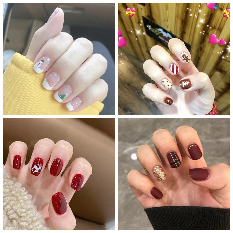Christmas Nail Wraps and Stick On Nails Set | Gingerbread, Tree and Candy Stripe Designs | Eight Sheets To Choose From