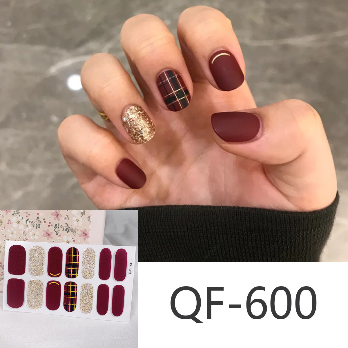 Christmas Nail Wraps and Stick On Nails Set | Gingerbread, Tree and Candy Stripe Designs | Eight Sheets To Choose From