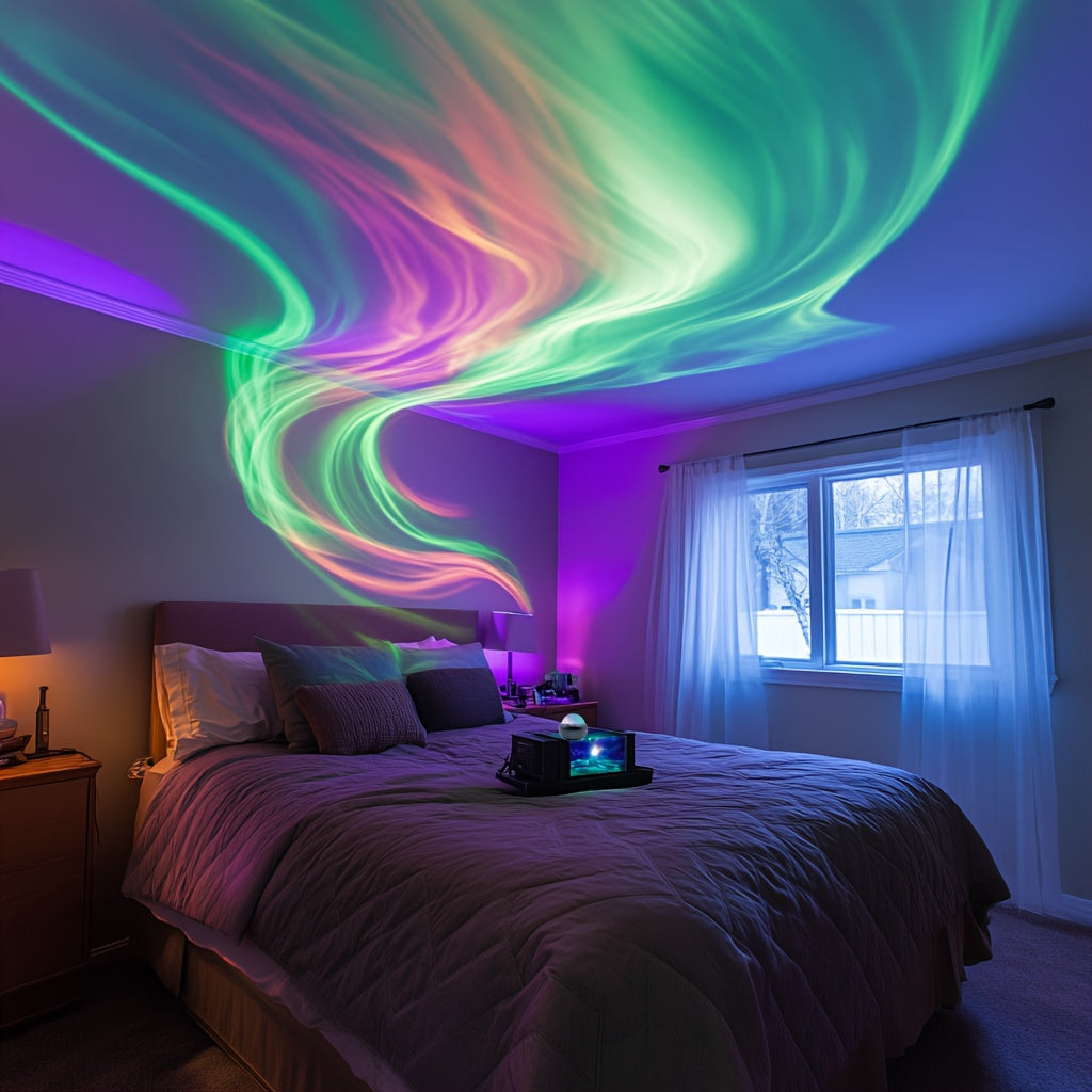 Aurora Projector for a Bedroom Ceiling and Walls | Multicolor Night Light for a Calm Atmosphere or a Party