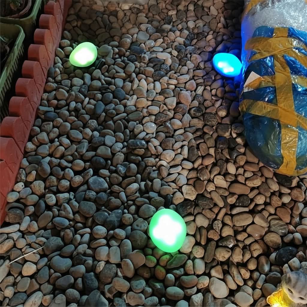 Solar-Powered Stone-Look Sphere Garden Lamp | White, Warm & Multicolor LED | No-Wiring Outdoor Pathway & Patio Light