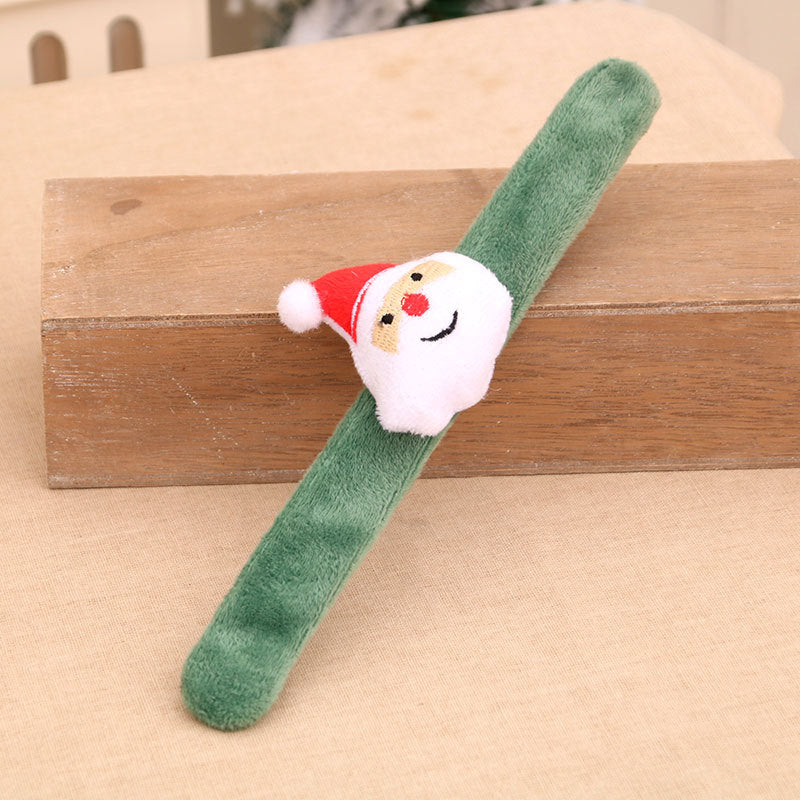 Christmas Accessories Slap Bracelet Set with Plush Reindeer and Santa | Soft Wristband or Headband, One Size | Four Festive Designs