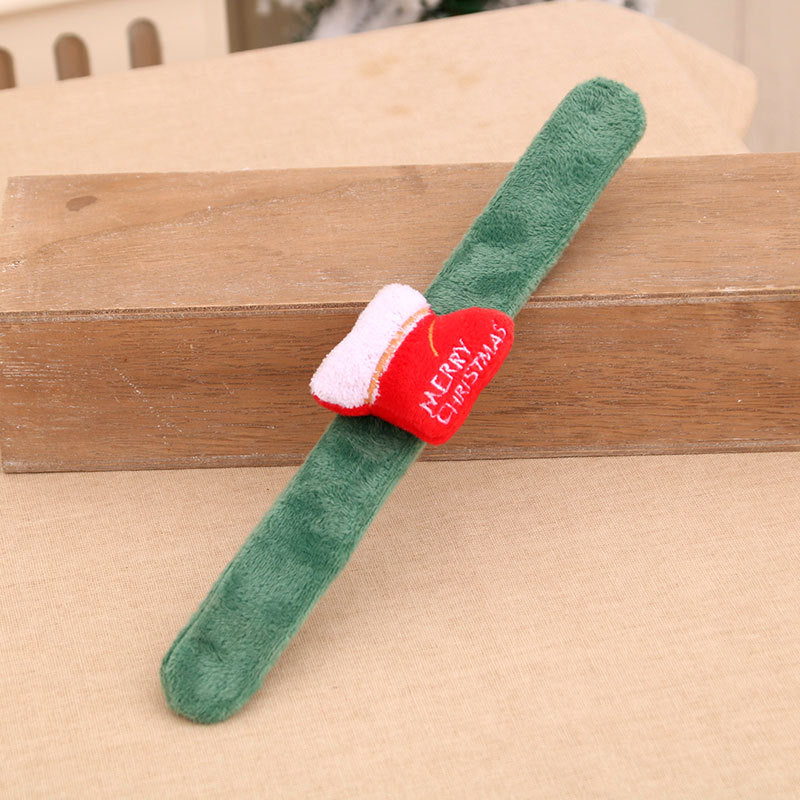 Christmas Accessories Slap Bracelet Set with Plush Reindeer and Santa | Soft Wristband or Headband, One Size | Four Festive Designs