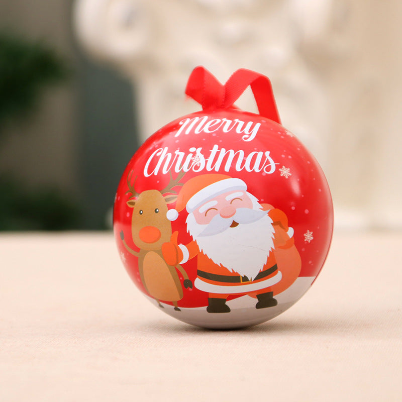 Christmas Ornaments with Santa and Reindeer Illustration | Round Ball Shape with Ribbon Hanger | Four Colorways for Tree Display