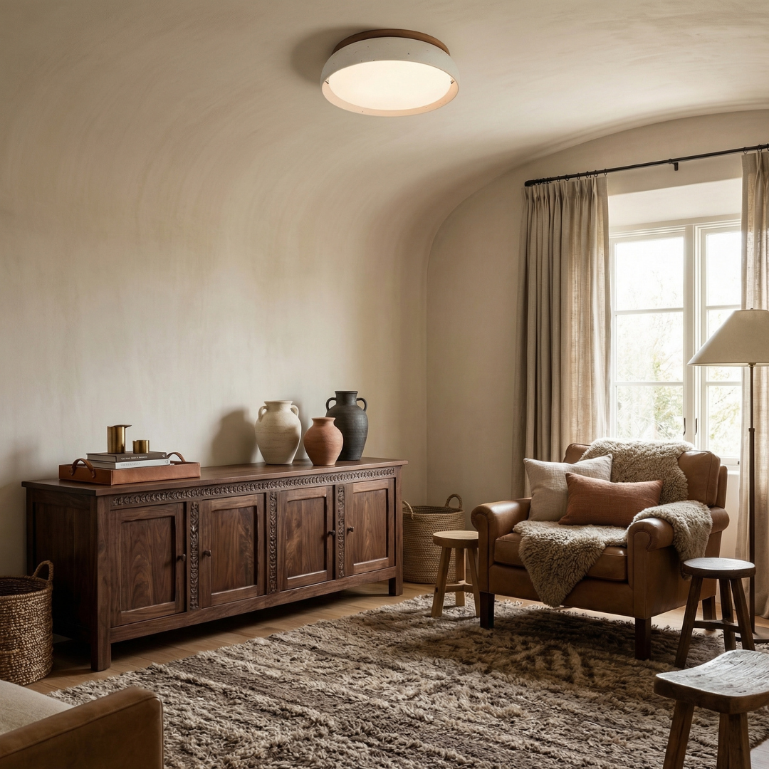 Travertine Ceiling Light Flush Mount Acrylic