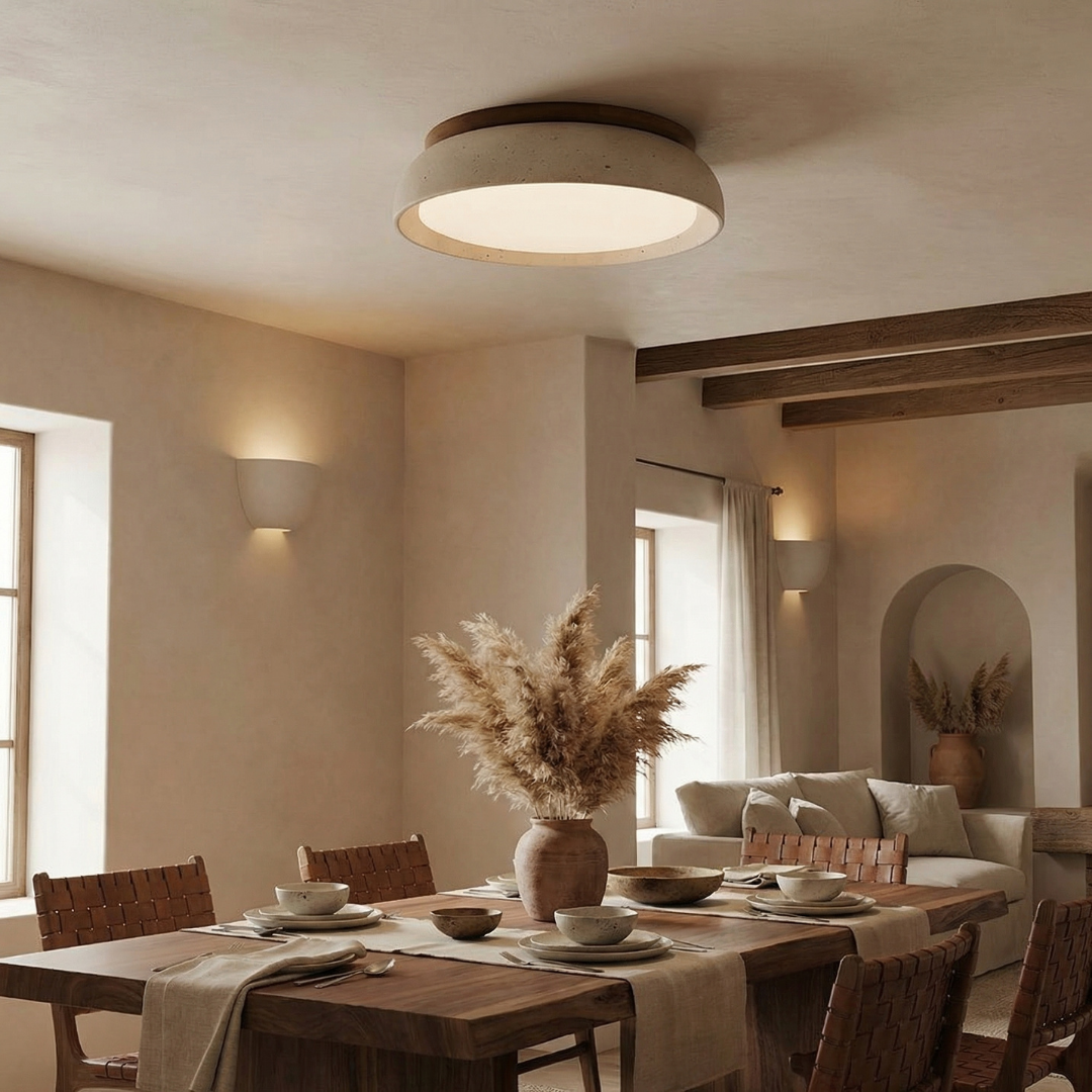 Travertine Ceiling Light Flush Mount Acrylic