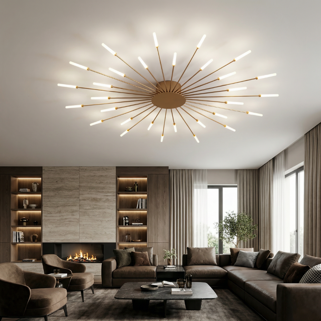Fireworks Ceiling Light LED Black Gold