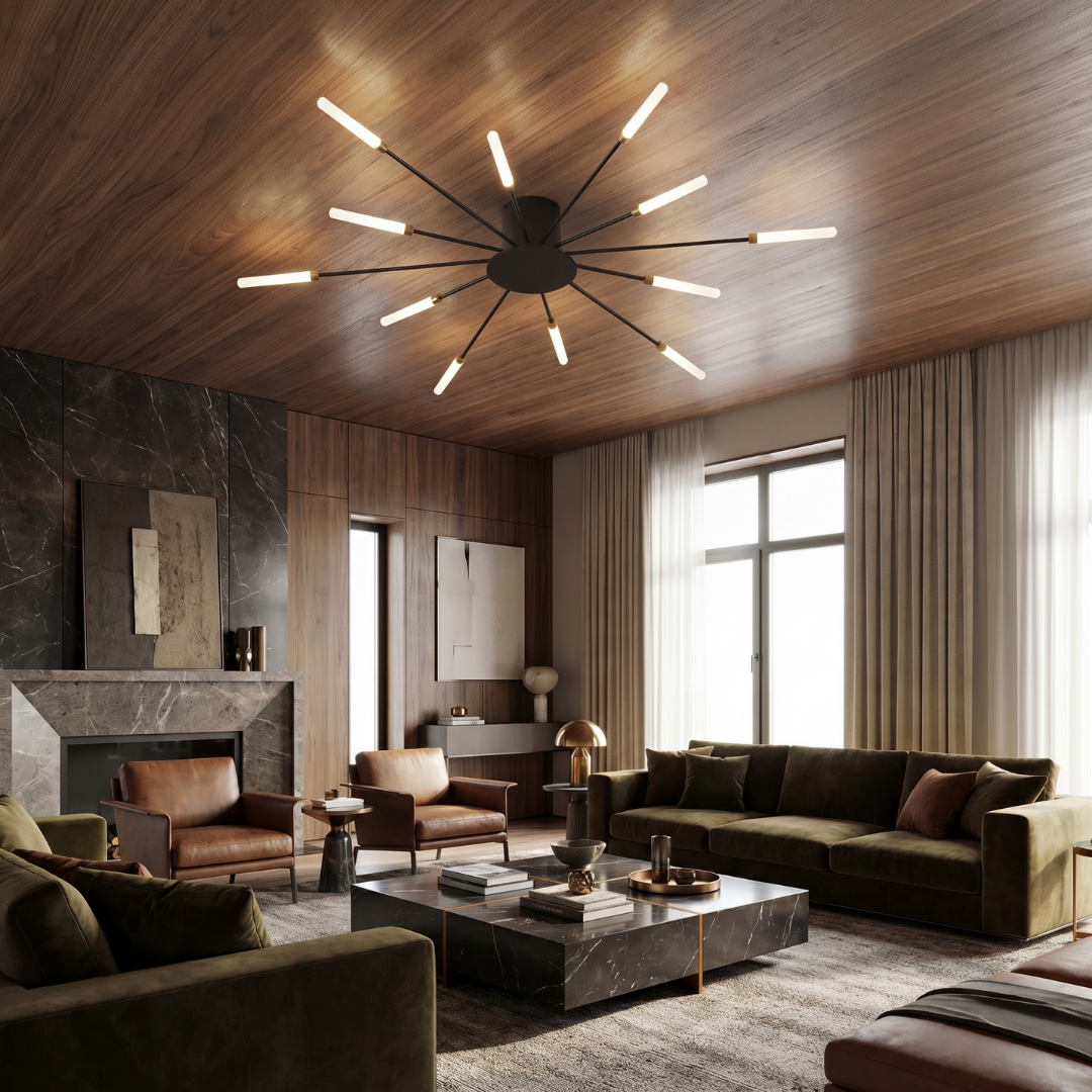 Fireworks Ceiling Light LED Black Gold