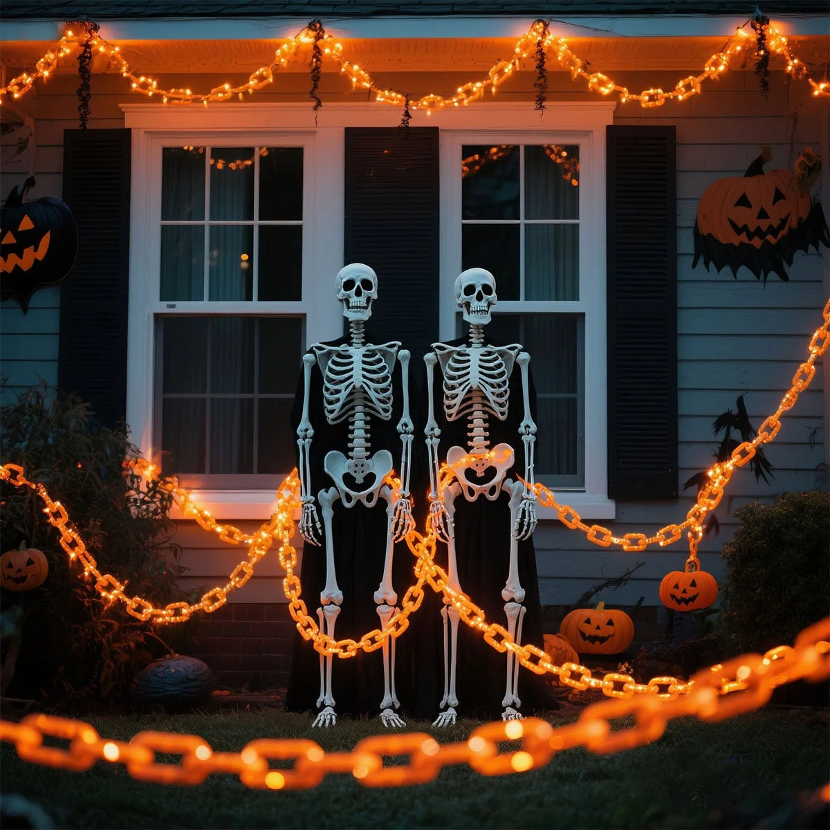 Halloween Chain String Lights | 157 In Orange LED Chain, 8 Modes and 6 Hour Timer | Waterproof, Battery Powered