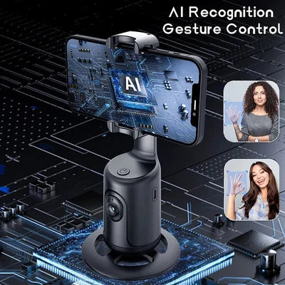 360 Rotation Phone Holder Automatic Face and Object Tracking | Gesture Control to Follow or Pause | Black, White or Pink