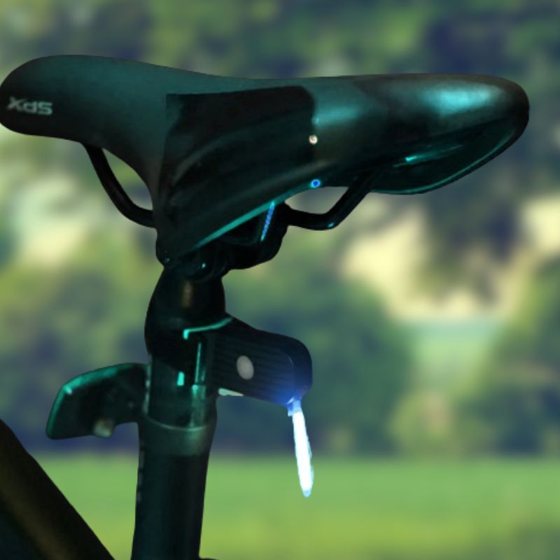 Slim LED Bike Light for the Seatpost | Weatherproof Housing with a Strap Mount That Needs No Tools | Red, Yellow or Blue