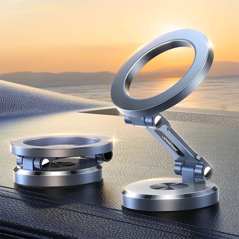 Folding Magnetic Car Phone Mount with a Ring Grip | Fits iPhone 12 and Newer Without a Metal Plate | 360 Degree Rotation