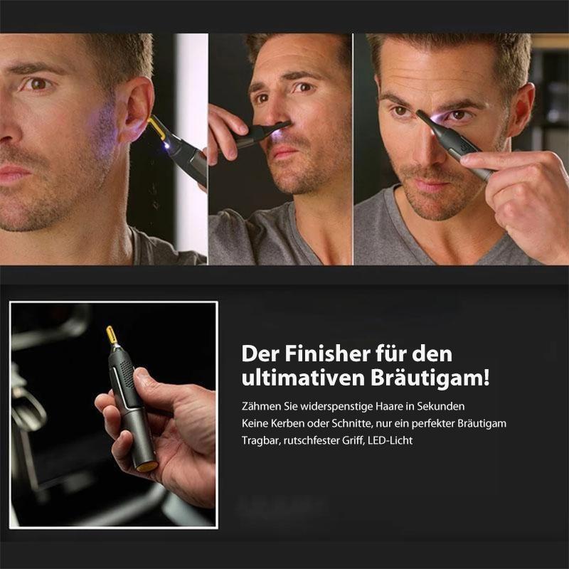 Nose Hair Trimmer with LED Light | Cordless Eyebrow and Ear Detail Shaver | Titanium Coated Stainless Steel Blade