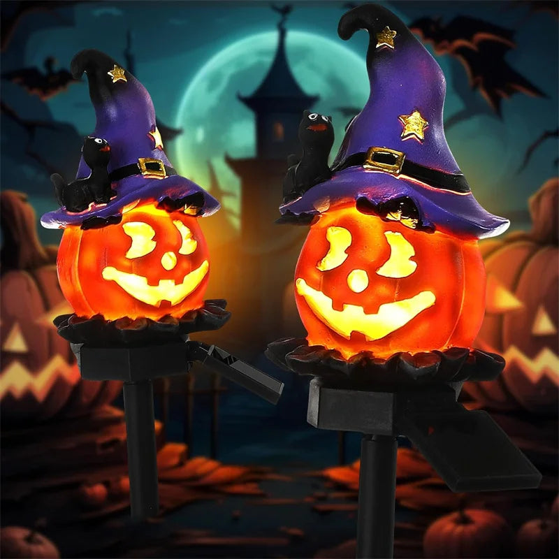 Solar Halloween Yard Light | 16.5 In Pumpkin Or Ghost Stake, IP44 Waterproof | 6 To 8 Hours Of Dusk To Dawn Glow