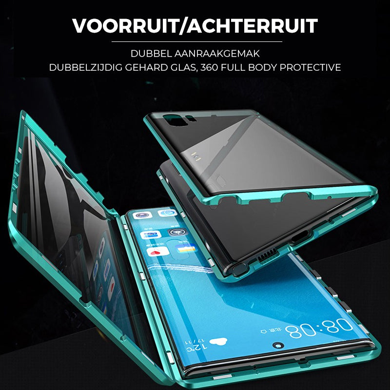 Magnetic Phone Case for Samsung Galaxy and Note Models | Double-Sided Tempered Glass with Metal Bumper Frame