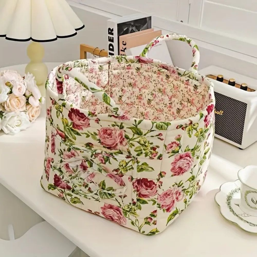 Floral Canvas Storage Basket