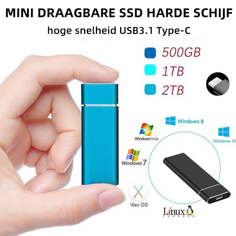 64 GB Portable External Hard Drive for Backup | Works with Windows, macOS and Linux | Ultra Thin Case in Four Colors