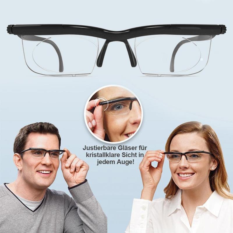 Adjustable Focus Reading Glasses Unisex | Dial Set Zoom Lenses for Near and Mid Range | Lightweight Frame