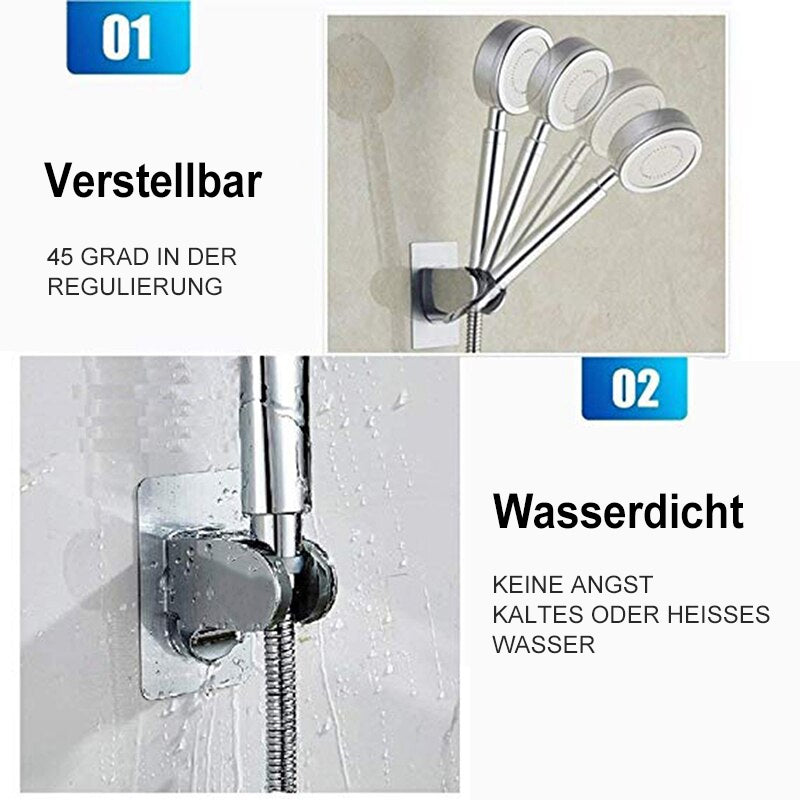 Adhesive Shower Head Holder with an Adjustable Angle | Sticks to Tile, Glass or Marble, No Drilling | One, Two or Three Pack