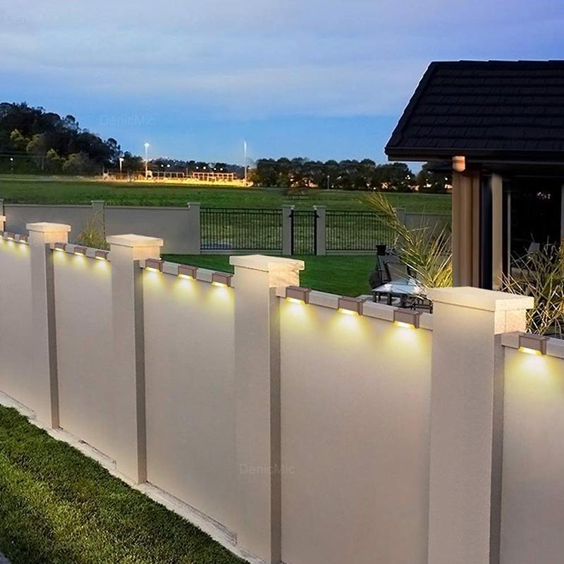 Solar Path Lights for Outdoor Steps and Fences, Set of 4 | No Switch, Charges in Daylight | Yellow, White or Multicolour