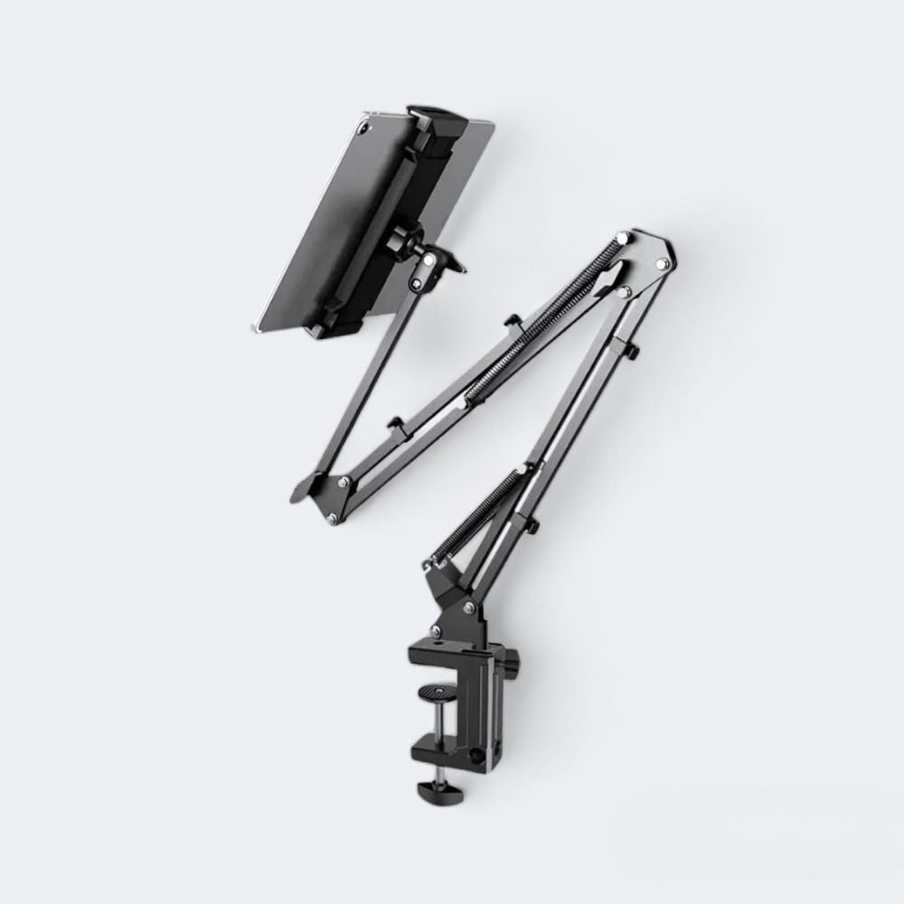 Adjustable Tablet Stand with Table Clamp and Swivel Arm | 360 Degree Rotating Holder for Bed, Desk or Kitchen