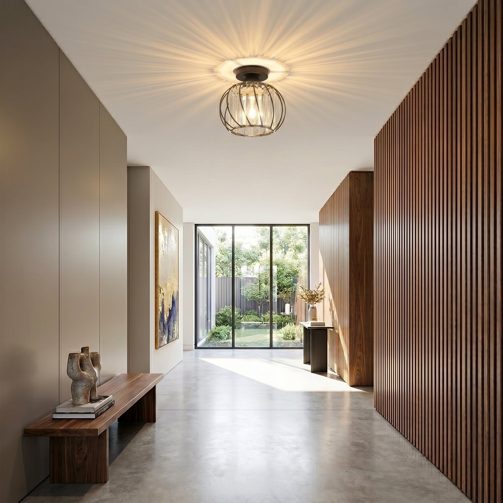 Nordic Glass Ceiling Light | Available in Black, Gold, or Silver | Minimal Design for Hallways and Living Spaces