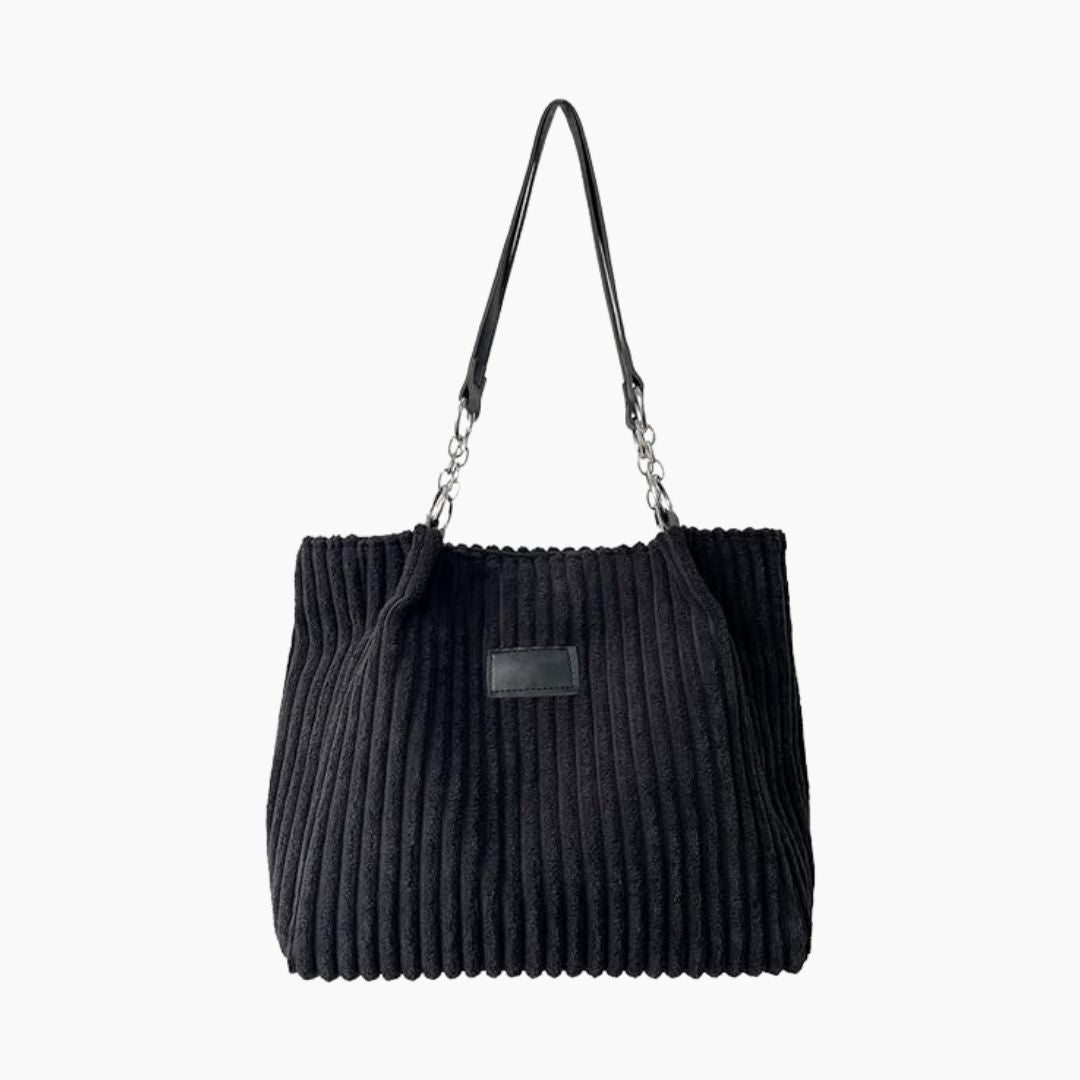 Ribbed Shoulder Tote Bag with Clip On Strap | Fits a Phone, Cards and Cash | Four Colors, 26 x 12 cm