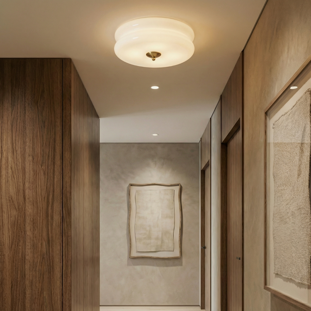 Vintage Glass Ceiling Light LED Gold Chrome