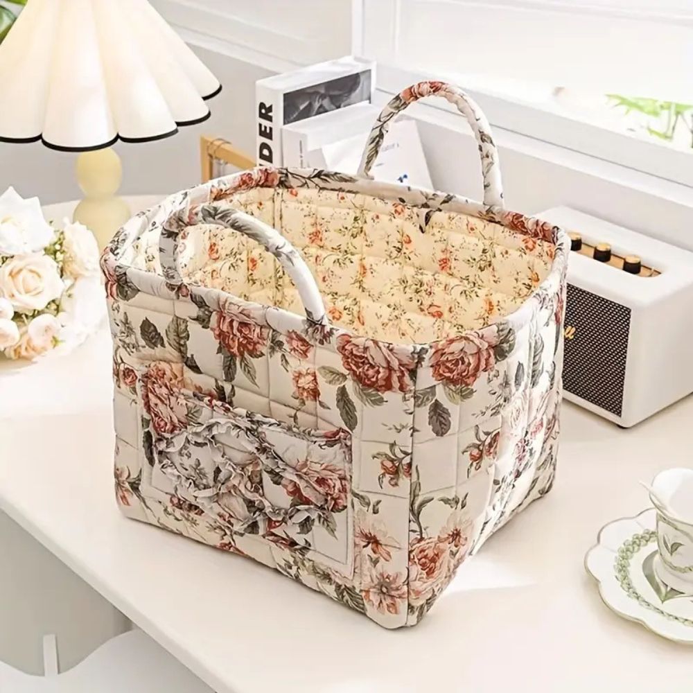 Floral Canvas Storage Basket