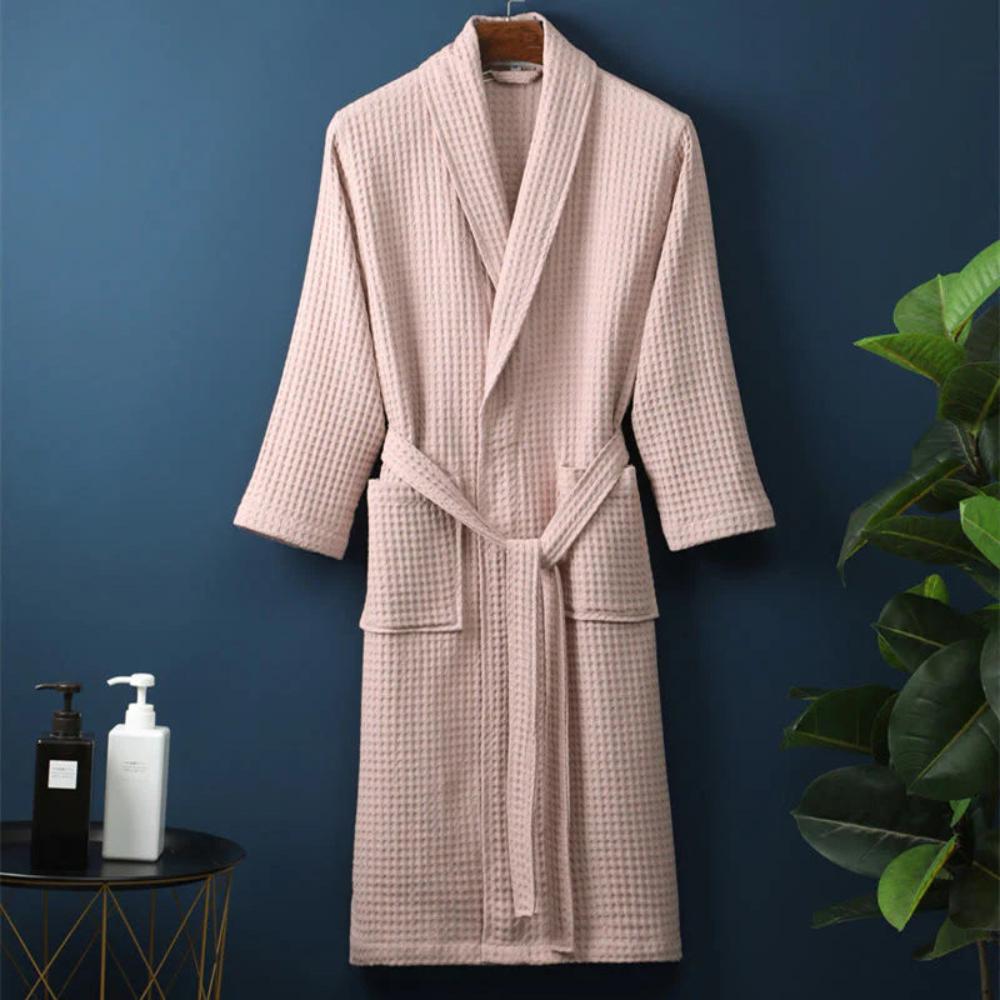 Waffle Bathrobe with V Neck