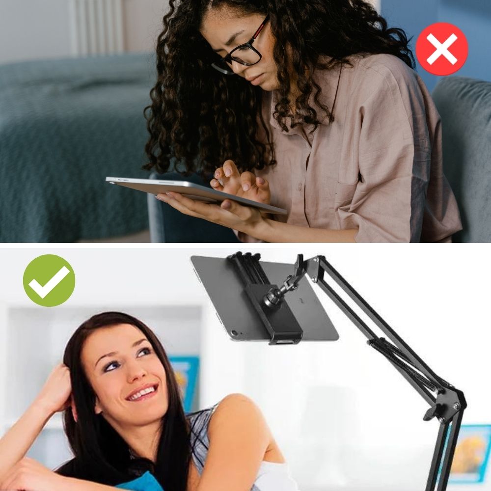 Adjustable Tablet Stand with Table Clamp and Swivel Arm | 360 Degree Rotating Holder for Bed, Desk or Kitchen