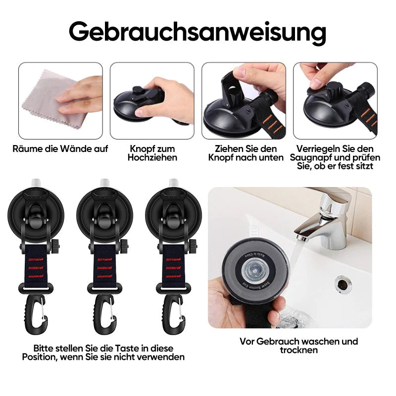 Vacuum Suction Cup Hooks That Hold Up to 22 lb | Twist Lock for Tile, Glass, Car or Smooth Wood | Packs of 1, 3, 6 or 10