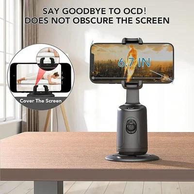 360 Rotation Phone Holder Automatic Face and Object Tracking | Gesture Control to Follow or Pause | Black, White or Pink