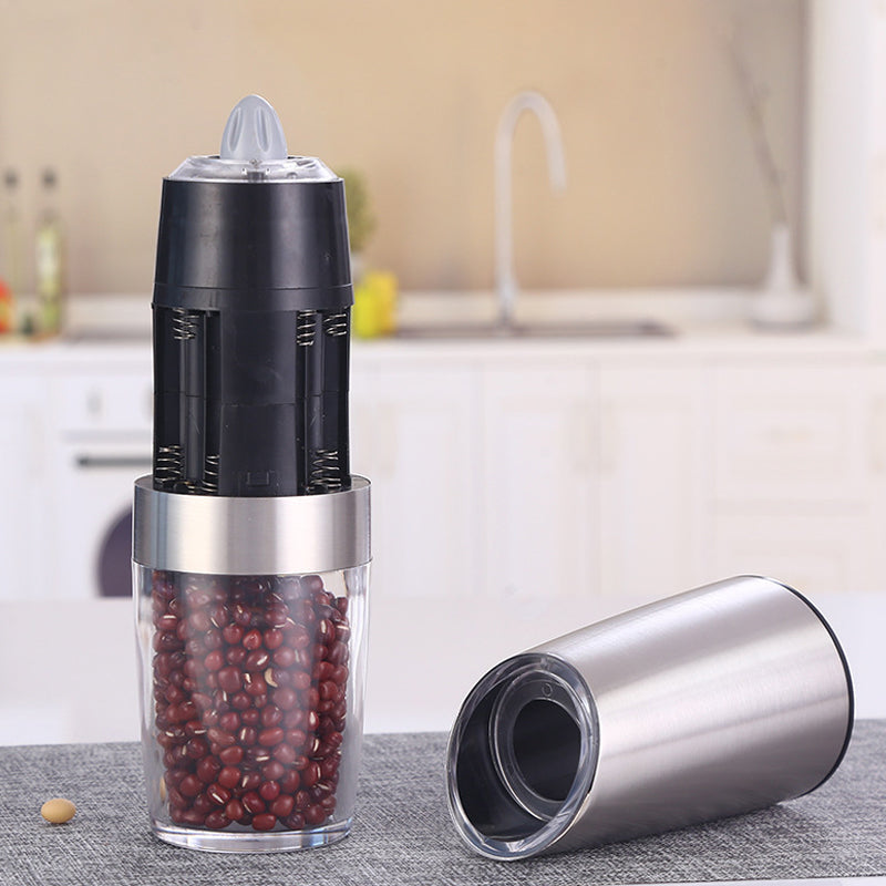 Electric Salt and Pepper Grinder with Gravity Sensor | Ceramic Burrs, Adjustable Coarseness, Blue LED | Black or Silver
