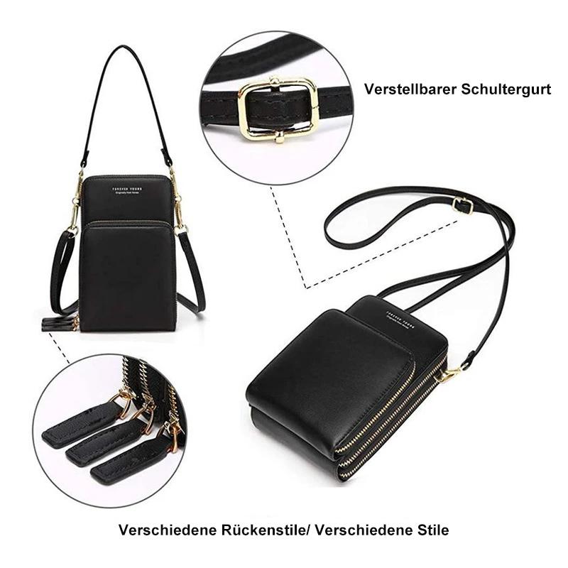 Touchscreen Phone Crossbody Bag with Clear PVC Window | Two Detachable Straps for Shoulder or Wrist | 11 Colors