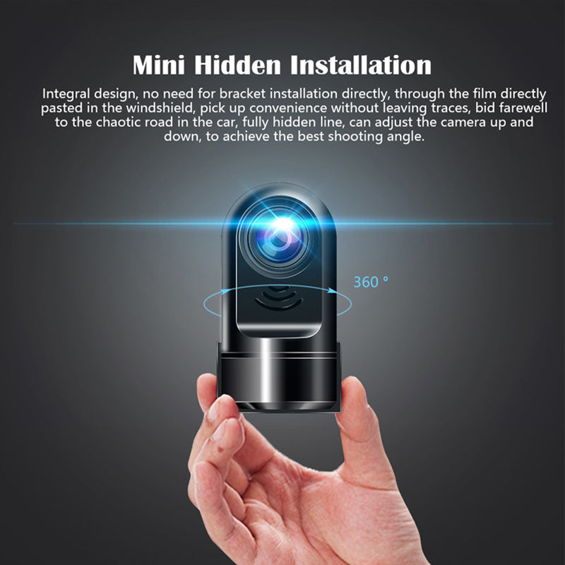 1080p HD Mini Dash Cam | 360 Degree Rotating Car Security Camera with ADAS Alerts | 24 Hour Parking Monitor